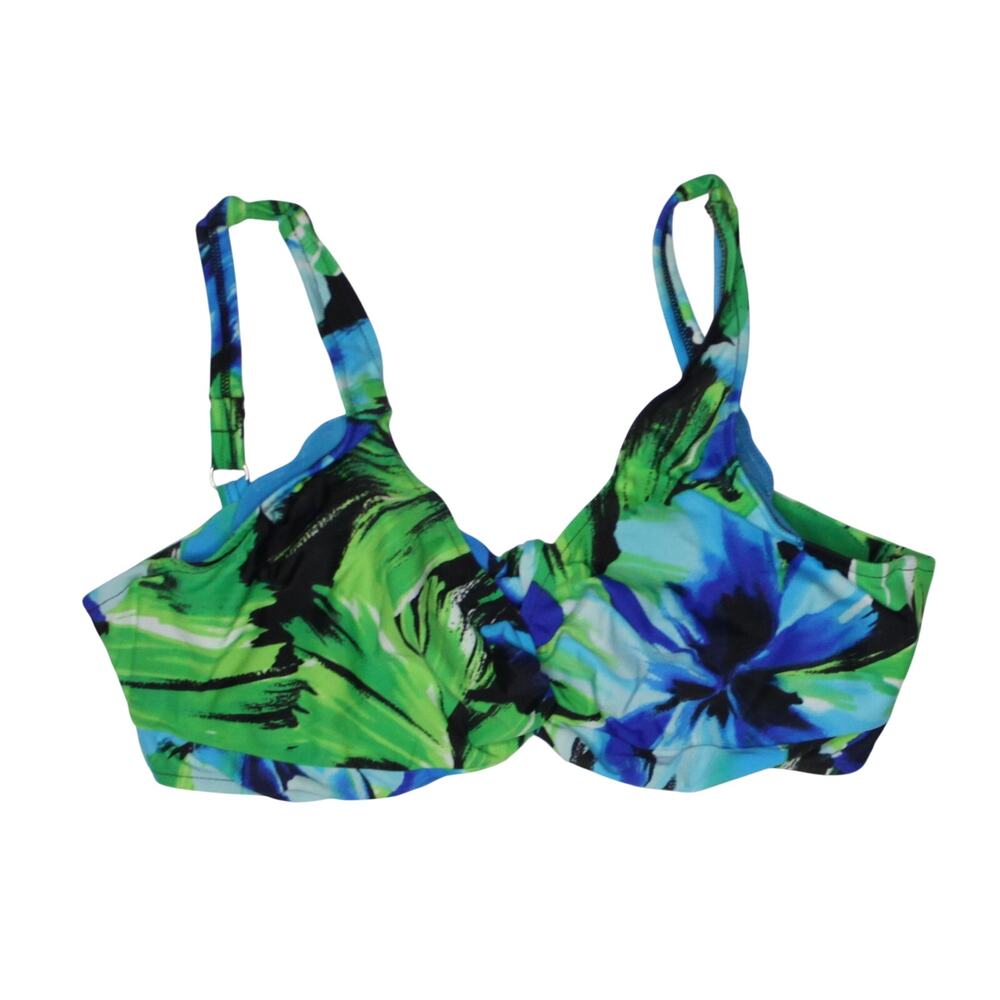 Sunsets Twist Secret Garden Top Size Bikini Top Bra Underwire L 36DD Green blue